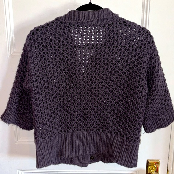 Chunky purple snap cardigan sweater - Picture 6 of 7
